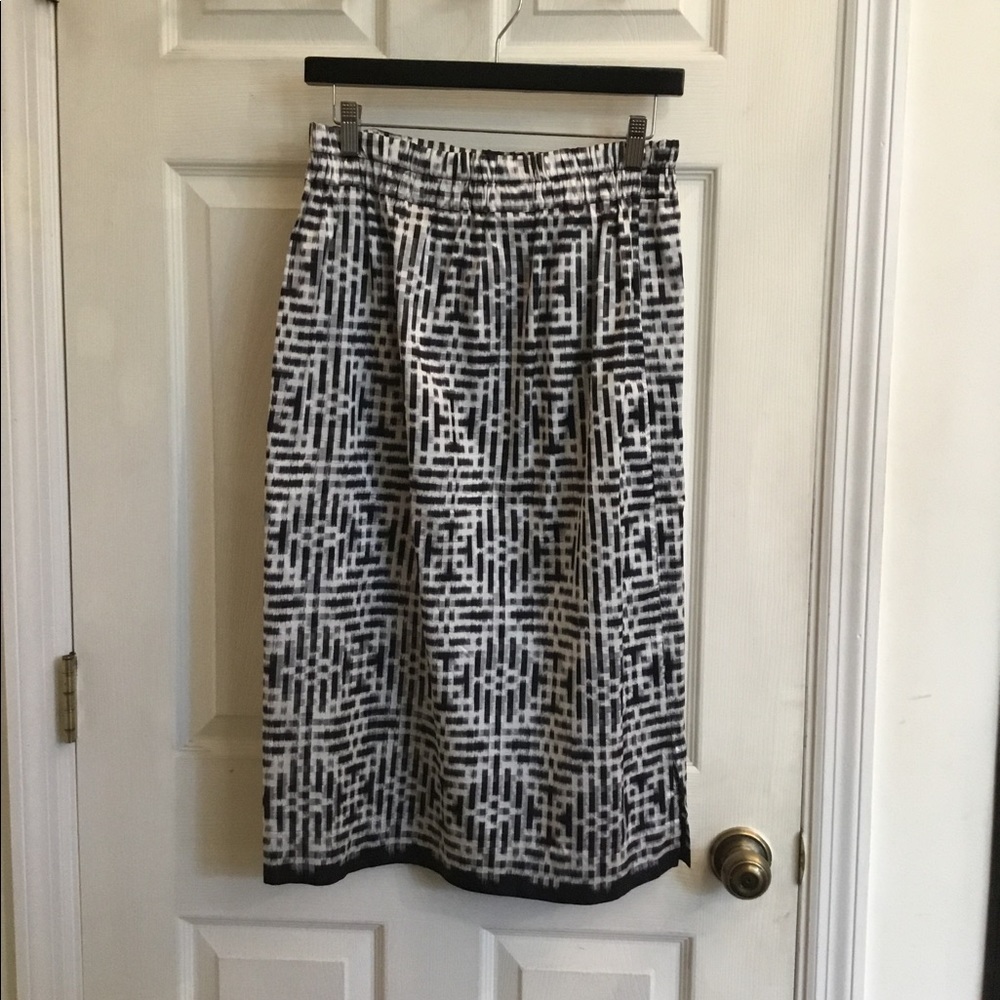 DRIES VAN NOTEN BLK/WHT PLAID SILK SKIRT *S/M